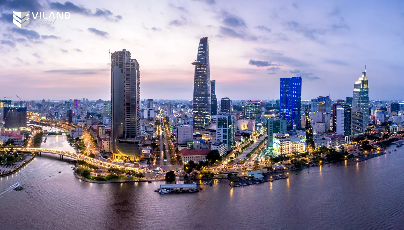 Ho Chi Minh city landscape view in sunset